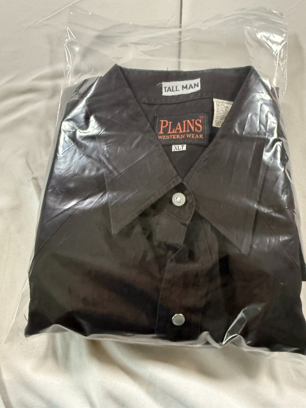 Plains Western Wear Tall Man Black Pearl Button Shirt XLT EUC